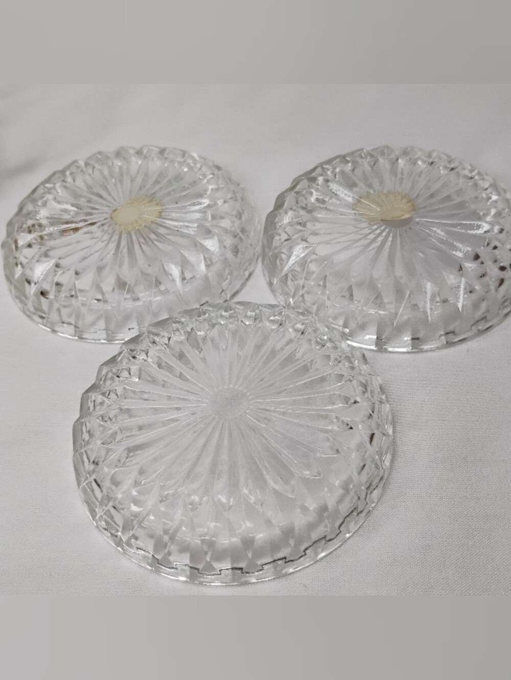 Vintage Bohemia Glass Czechoslovakian Crystal Coasters Set With Gold Plated Cart - Picture 12 of 16